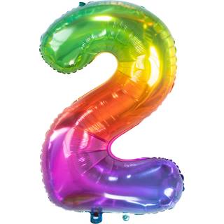 Folienballon Zahl 2 Regenbogen