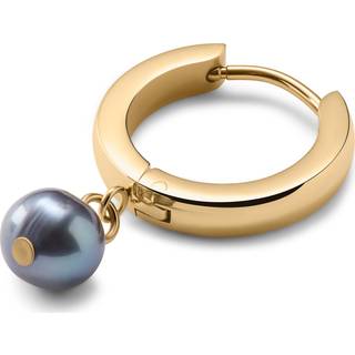 Ocata | Guldfarvet & Sort Perle Vedhæng Hoop Ørering