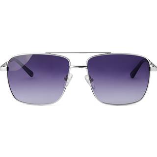 Polariserede Sølvfarvede & Sorte Gradient Square Aviator Solbriller