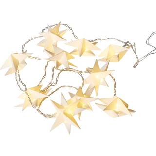 Lyskæde 10 LED papirstjerner indendørs hvid 165 cm