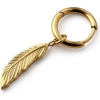 Guldfarvet Titanium Hoop Ørering Med Fjer Vedhæng