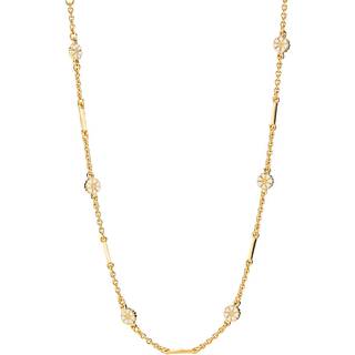 Lund Marguerit halskæde i forgyldt med pind og hvide blomster