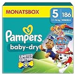 Pampers Baby dry bleer str. 5 junior (11-16 kg) månedskasse Paw Patrol