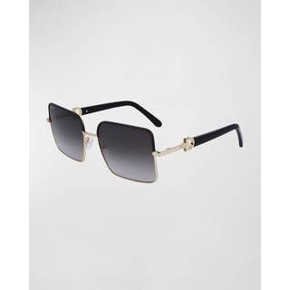 Ferragamo Kvinde SF302SL 703 Solbriller Metal Gul Grå Firkantet Normal Skygge