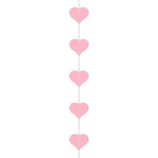 1 stk. Rosa hjerteformet papirgirlande 3,5m - Romantisk festpynt til bryllup & fødselsdag
