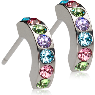 Blomdahl Brilliance Curved Light Fantasy Titanium Øreringe med Krystal