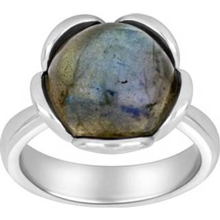 Siersbøl Shape Sølv ring Flower stor med labradorit - Str. 58