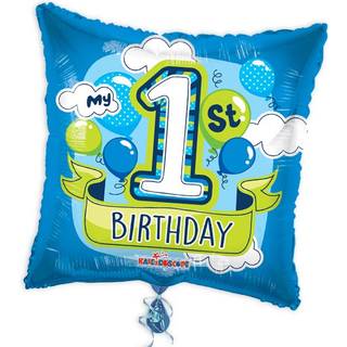 Folieballon 1 år, blå firkantet
