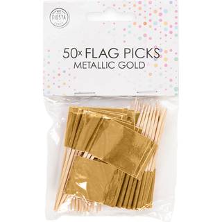 Flag Sticks Guld - 50 Stk. - 6,5 cm