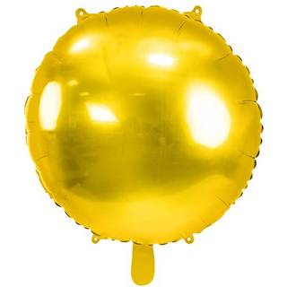 1 stk. Gylden folieballon, rund form, 59 cm før oppustning, inkl. sugerør til oppustning, perfekt til fest