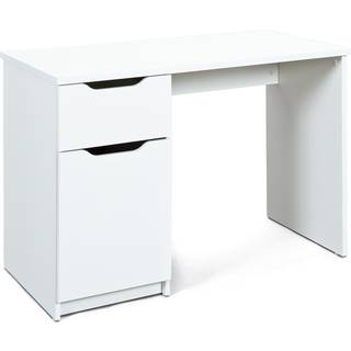Wung skrivebord 1 skuffe, 1 låge hvid.