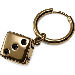 Guldfarvet Drop Hoop Stålørering m. Terning Vedhæng