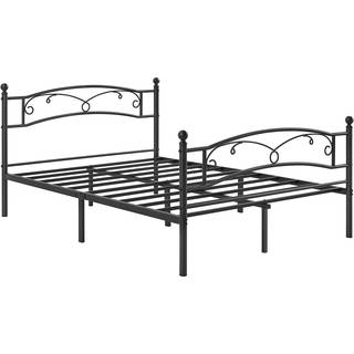 Vasagle dobbeltseng ramme metal seng ramme passer 140 x 190 cm madras gæst seng let samling sort rmb073b01