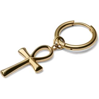 Guldfarvet Titanium Hoop Ørering Med Ankh Vedhæng