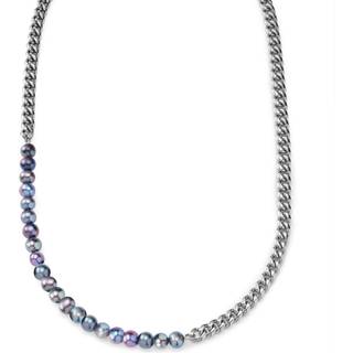 Ocata | Sølvfarvet Curb Chain & Sort Perle Halskæde