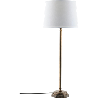 PR Home Kent bordlampe, hvid/messing, konisk skærm