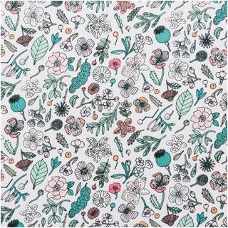 Druckstoff Hygge Blumen flieder-neon 140cm - Flieder