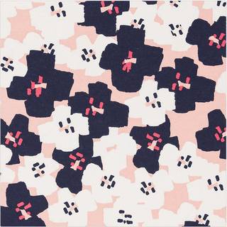 Druckstoff Okina Hana kleine Blumen pink-schwarz 140cm - Mehrfarbig