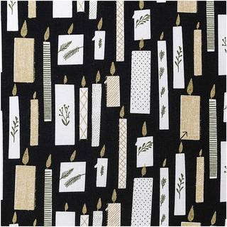 Druckstoff Nostalgic Christmas Kerzen schwarz-gold 140cm - Schwarz