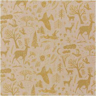 Stoff Leinenoptik Nostalgic Christmas Winterwald natur-gold 50x140cm - Braun