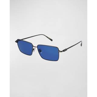 Ferragamo Mand SF309S 016 Solbriller Metal Grå Blå Firkantet Normal Normal