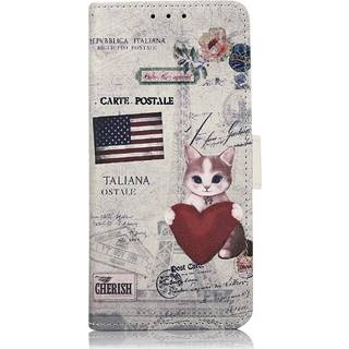 Motorola Edge 40 Pro Læder Cover m. Pung - Kat m. Hjerte