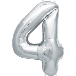 Folienballon Zahl 4 Silber