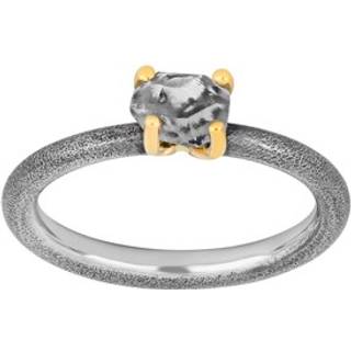 Siersbøl Shape Sølv oxyd/forgyldt ring med herkimer-diamant - Str. 52