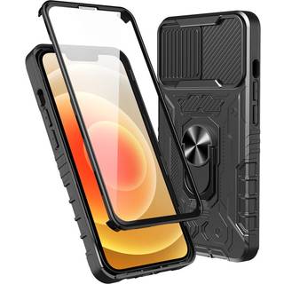 iPhone 13 Håndværker Bagside Cover + Hærdet Glas Skærmbeskyttelse - Sort