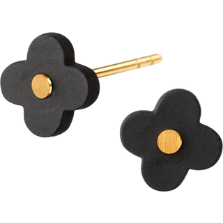 Aura Black Gold Forgyldt Sølv Ørestikker fra Scherning med Porcelæn