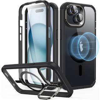 iPhone 15 ESR Armor Tough Kickstand Halolock Cover - MagSafe Kompatibel - Gennemsigtig / Sort