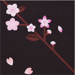 Stoffabschnitt Canvas Kirschblüten schwarz 50x140cm - Schwarz