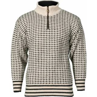 Bråtens Islender Sweater m.Lynlås - 100% Hvid / Sort - M
