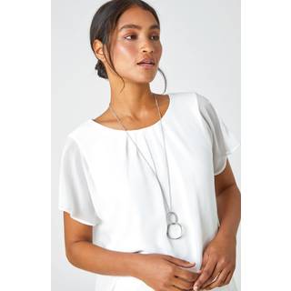 Roman chiffon jersey bluson top med halskædeEU 44 (UK 16)