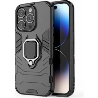 SKALO iPhone 15 Pro Max Armor Hybrid metal ring cover - Sort