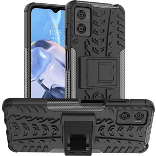 Motorola Moto E22 Cool Tyre Håndværker Bagside Cover m. Stander - Sort