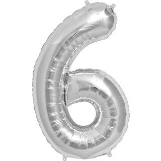 Folienballon Zahl 6 Silber