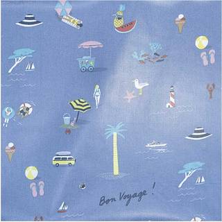 Druckstoff Bon Voyage blau 140cm beschichtet