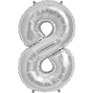 Folienballon Zahl 8 Silber