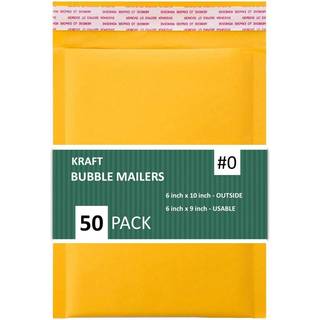 SALG4LESS #0 Kraft Bubble Mailers 6x10 inches Forsendelsespolstrede konvolutter selvforsegling Vandt?t polstret mailer 50 Pack