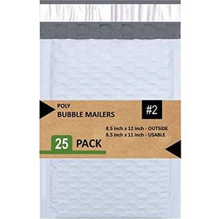 SALG4LESS 2 Poly Bubble Mailers 8.5x12 tommer polstret konvolut Mailer Vandt?t pakke med 25 hvide