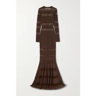 Norma Kamali Mesh-panelled gown - brown - S