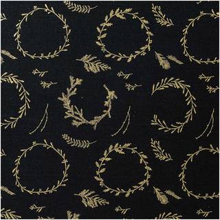 Druckstoff Nostalgic Christmas Kränze schwarz-gold 50x140cm - Schwarz