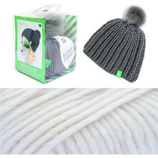 Wild Wild Wool Strickset Mütze mit Bommel - Wollweiß
