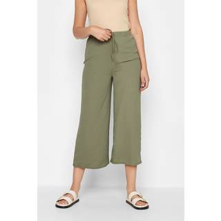 Lts Tall Khaki Green Crepe Wide Leg Cropped Trousers 24"/61cm > 10 Lts | Tall Women's Cropped Trousers - 24"/61cm 10