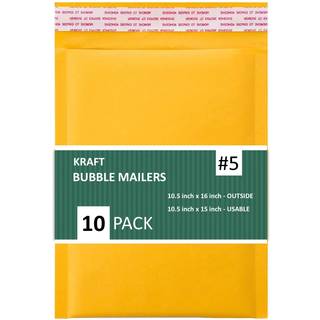 SALG4LESS 5 Kraft Bubble Mailers 105x16 inches Shipping Padded Convolles Self Seal Vandt?t polstret mailer 10 Pack Gold (KBMVR_105X16-10)