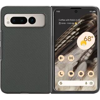 Google Pixel Fold Læderbetrukket Plastik Cover - Grøn Carbon