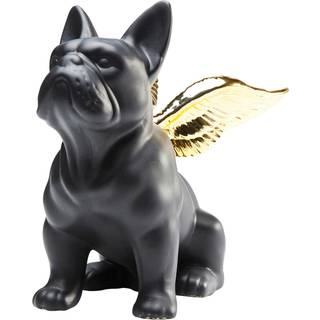 KARE dekorativ figur Siddende engel hund, sort/guld, stentøj