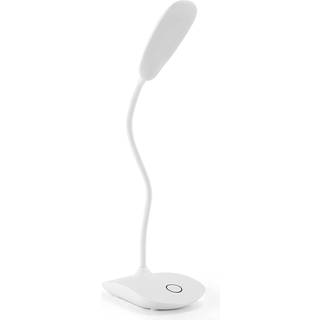 Genopladelig LED bordlampe med lysdæmper og bøjelig fod, Hvid