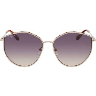 Ferragamo Kvinde SF264S 754 Solbriller Metal Guld Violet Geometrisk Skygge
